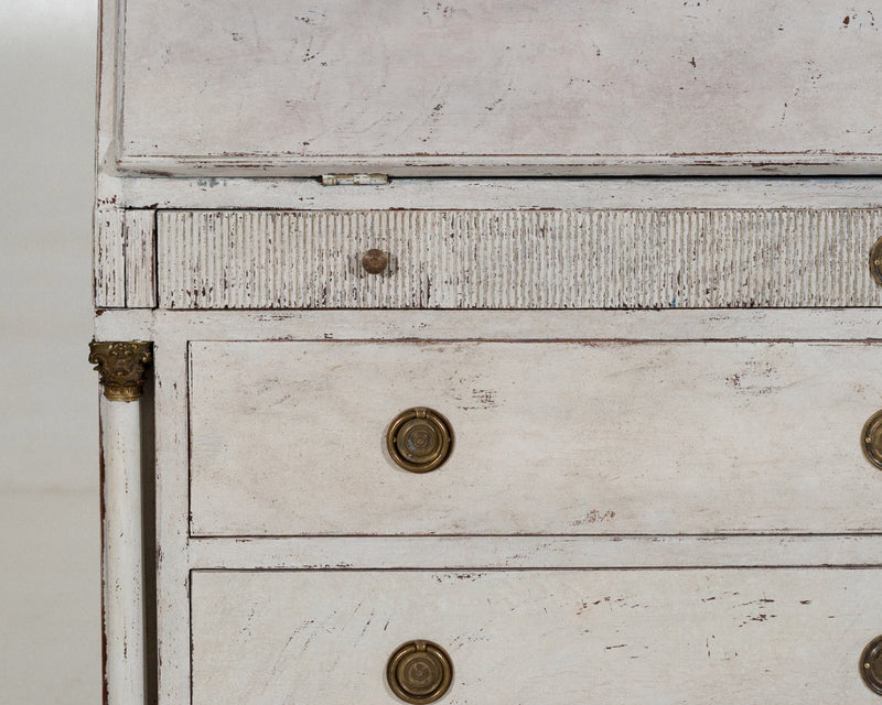 Fine bureau with carvings and columns, 19th C.